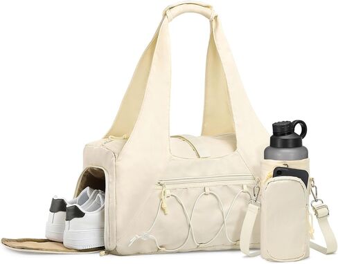 Gym Tote Bag for Women with Water Bottle Pack, Lightweight Duffle Bags for with Shoe Compartment, Workout Yoga Mat Luggage(Black) in Kuwait