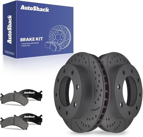 Autoshack Front Brake Kit Praking for Chevrolet Express 2500 V8 RWD حفر ومزودة بالقرص المغطى بالقرص الإلكترونية منصات الفرامل الخزفية السوداء 12.8 "325 مم SCDPR6505865058784 in Saudi Arabia