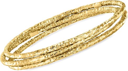 Ross-Simons Italian 22kt Gold Over Sterling Jewelry Set: 3 Hammered Bangle Bracelets in Saudi Arabia