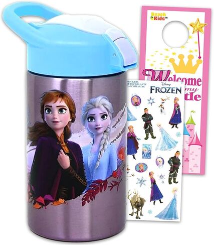 Disney Frozen 15.5oz Water Bottle ~ 3 Pc Bundle with Frozen Stainless Steel Refillable Sports Bottle, Frozen Stickers, and More in Saudi Arabia