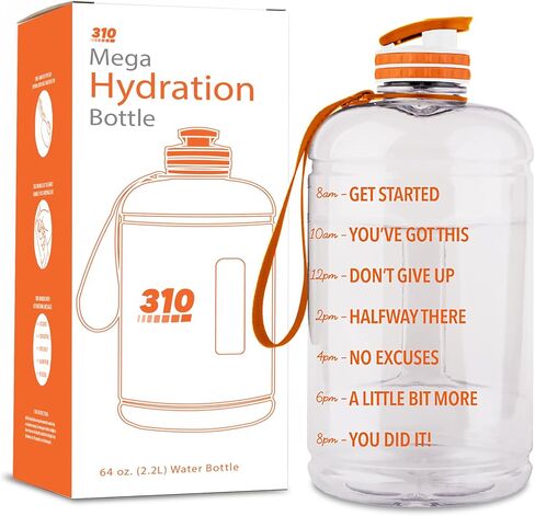 310 Nutrition Mega Hydration Bottle 64oz - BPA Free Large Water Bottle with Time Markers, Wide Mouth and Carry Handle for Daily Hydration, Gym, Office, Travel and Outdoor Use - Purple/Turquoise Ombre in Saudi Arabia