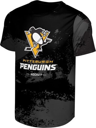 FOCO NHL Men's Official Primary Logo Wordmark Paint Stroke Polyester Performance T-Shirt in Saudi Arabia