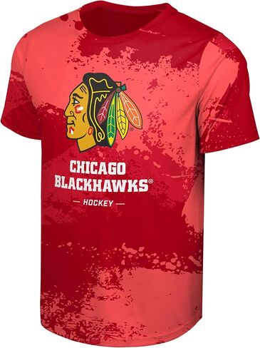 FOCO NHL Men's Official Primary Logo Wordmark Paint Stroke Polyester Performance T-Shirt in Saudi Arabia