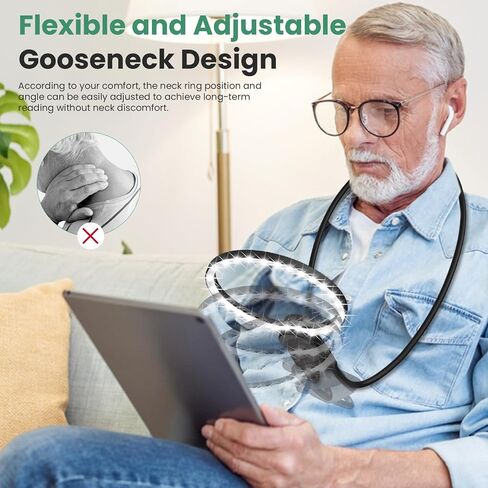 الزجاج الخالي من الصبر مع الضوء للقراءة ، ومكبر الرقبة 10x مع الضوء للعمل عن قرب مع عدسة زجاجية حقيقية ، ومرنة الكبرى الكبير لكبار السن ، والمسنين في الرؤية المنخفضة الرؤية in Kuwait