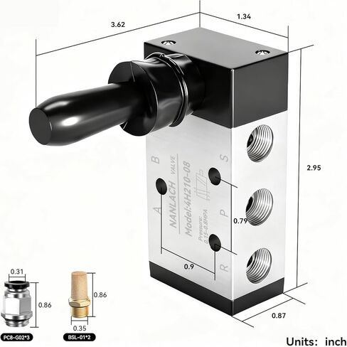 NANLACH هوائي 1/4 "NPT 5 طريقة 2 موقف الهواء اليد رافعة تعمل صمام هوائي الملف اللولبي صمام التحكم اليدوي دفع سحب 4H210-08 in Kuwait