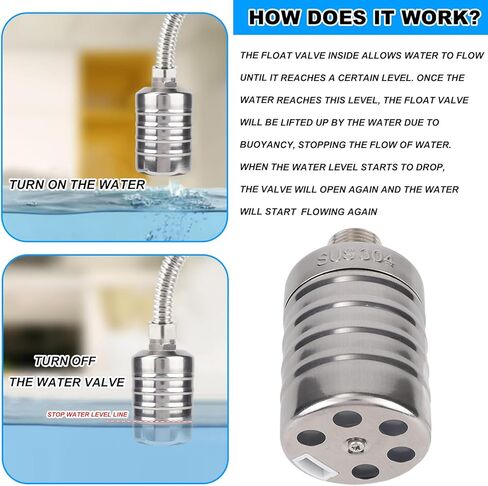 2 Set Water Float Valve Kit, Stainless Steel Leak-Proof Automatic Water Level Control Float Valve 1/2" Male Thread Shut off Valves for Fish Tank Pool Livestock Trough Distiller in Saudi Arabia