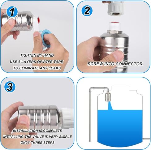 2 Set Water Float Valve Kit, Stainless Steel Leak-Proof Automatic Water Level Control Float Valve 1/2" Male Thread Shut off Valves for Fish Tank Pool Livestock Trough Distiller in Saudi Arabia