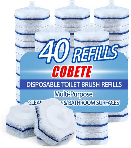 COBETE Disposable Toilet Brush Wand Refills,Disposable Toilet Refill Bowl Cleaners Brush Scrubber for Bathroom Cleaning,40 Count in Saudi Arabia