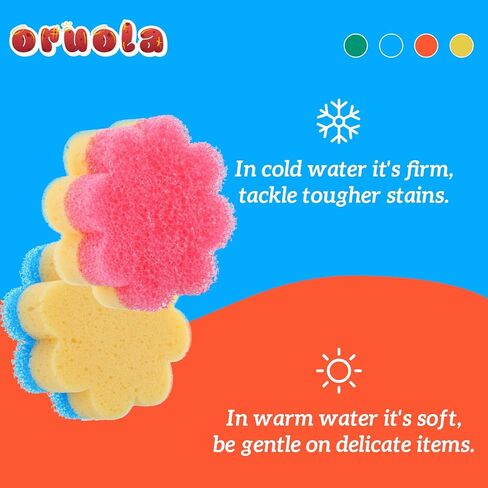 Oruola 3pcs Scrubbies for Dishes,Kitchen Scrub Pads,Dish Washing Sponge,Dual-Sided Temperature Scrubby Sponges,Flower Dual-Sided Sponge for Dish,Bathroom,Kitchen,Washing & Plus,Multipurpose in Saudi Arabia