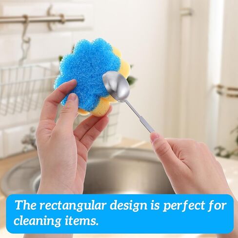 Oruola 3pcs Scrubbies for Dishes,Kitchen Scrub Pads,Dish Washing Sponge,Dual-Sided Temperature Scrubby Sponges,Flower Dual-Sided Sponge for Dish,Bathroom,Kitchen,Washing & Plus,Multipurpose in Saudi Arabia