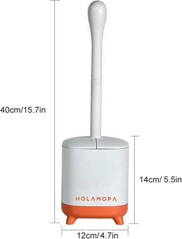 HOLAMOPA Toilet Bowl Brush and Holder Set, Toilet Cleaner Brush with Automatic Dripping-Free Holder, Rugged Handle and Enduring Bristles for Bathroom and Small Spaces Cleaning, (White, 1 Pack) in Saudi Arabia