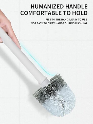 HOLAMOPA Toilet Bowl Brush and Holder Set, Toilet Cleaner Brush with Automatic Dripping-Free Holder, Rugged Handle and Enduring Bristles for Bathroom and Small Spaces Cleaning, (White, 1 Pack) in Saudi Arabia