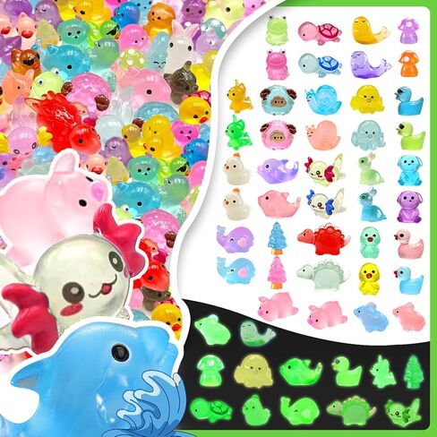 105 Pcs Mini Resin Animals 21 Styles Bulk to Hide Miniature Figures Luminous Tiny Little Animals Glow in The Dark Figurines for Dollhouse Micro Landscape Aquarium in Saudi Arabia