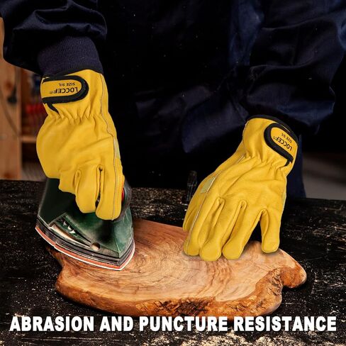 LOCCEF 2 Pairs Leather Work Gloves for Men and Women,Cowhide Leather Gloves Utility Working Gloves in Saudi Arabia