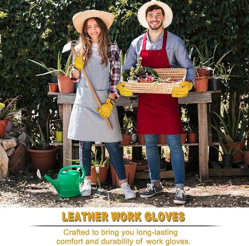 LOCCEF 2 Pairs Leather Work Gloves for Men and Women,Cowhide Leather Gloves Utility Working Gloves in Saudi Arabia