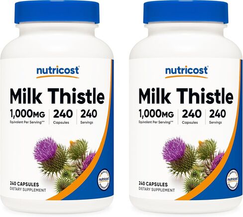 Nutricost Milk Thistle 1,000mg Equivalent, 120 Capsules - 250mg of 4:1 Extract - Vegan, Non-GMO and Gluten Free in Kuwait