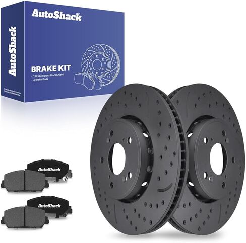 AutoShack Front Brake Kit Replacement for 2013-2018 Acura RDX 2016 ILX V6 AWD FWD Drilled & Slotted E-Coated Disc Brake Rotors Black Ceramic Brakes Pads 12.26" 311.5 mm BRKPK392 in Kuwait