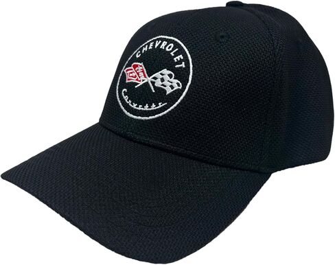 C6 Corvette Embroidered Stretch Fit Hat - Chevrolet Automotive Racing Cap Black in Kuwait