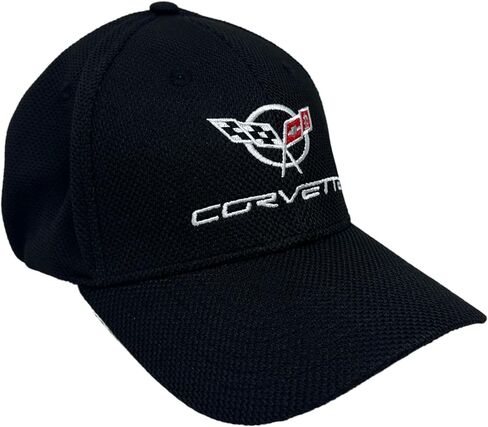 C6 Corvette Embroidered Stretch Fit Hat - Chevrolet Automotive Racing Cap Black in Kuwait