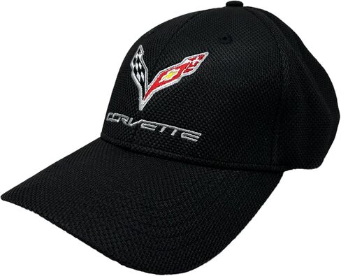 C6 Corvette Embroidered Stretch Fit Hat - Chevrolet Automotive Racing Cap Black in Kuwait