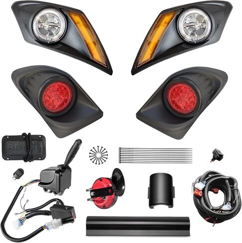 مجموعة إضاءة LED فاخرة لـ Yamaha Drive 2 (2017-Up)، ترقية قانونية للشارع مع إشارات الانعطاف والقرن وأضواء الفرامل والحزام، مجموعة إضاءة عربة الجولف عالية السطوع لموديلات الغاز والكهرباء in Kuwait