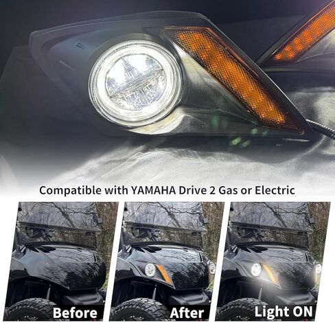 مجموعة إضاءة LED فاخرة لـ Yamaha Drive 2 (2017-Up)، ترقية قانونية للشارع مع إشارات الانعطاف والقرن وأضواء الفرامل والحزام، مجموعة إضاءة عربة الجولف عالية السطوع لموديلات الغاز والكهرباء in Kuwait