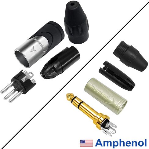 2 Units - 15 Foot - WBC-PRO-Quad Ultra-Silent Ultra-Flexible Balanced Star-Quad XLR to TRS Cable with Amphenol AX3M Male XLR & QS3P-AU Straight TRS Stereo Phone Plugs - Black Tweed Jacket in Saudi Arabia