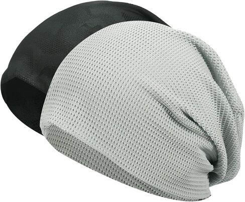 PATIKIL Cooling Skull Cap, 2 Pack Helmet Liner Sweat Wicking Cap Stretchy Breathable Cycling Running Hat Sports Caps for Men Women, Black/Camo Black in Saudi Arabia