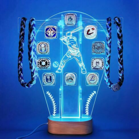 حامل حلقة البيسبول Loscarol المضيئة، 7 ألوان ثلاثية الأبعاد LED أضواء بطولة حلقة العرض، هدايا البيسبول للأولاد، هدايا عيد ميلاد لمحبي اللاعبين، ملحقات البيسبول للأولاد in Kuwait