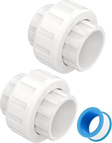 2 PCS 1-1/4" PVC Union Coupling Pipe Fitting, Slip Joint Adapter PVC Connectors (Socket x Socket), Built-in EPDM O-Ring, Schedule 40, Ideal for Pool Pump, Irrigation Systems, Plumbing, DIY Projects in Saudi Arabia