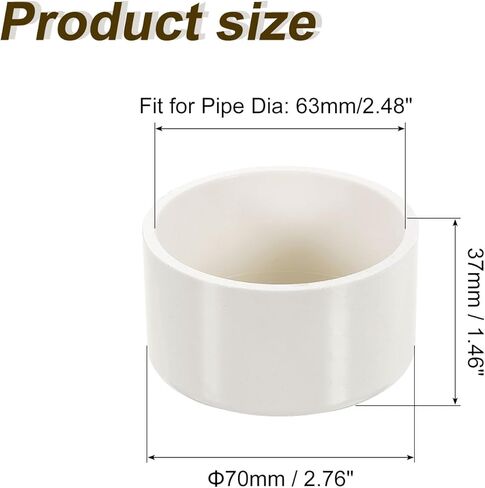 uxcell 4 قطع من تركيب غطاء نهاية الأنبوب PVC، 2.5 بوصة من درجة الأثاث، غطاء نهاية الأنبوب، محول توصيل الأنابيب، تركيبات مقبس توصيل أنابيب الصرف الصحي، حديقة DIY، أبيض in Kuwait