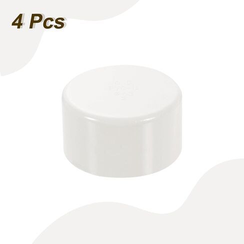 uxcell 4 قطع من تركيب غطاء نهاية الأنبوب PVC، 2.5 بوصة من درجة الأثاث، غطاء نهاية الأنبوب، محول توصيل الأنابيب، تركيبات مقبس توصيل أنابيب الصرف الصحي، حديقة DIY، أبيض in Kuwait