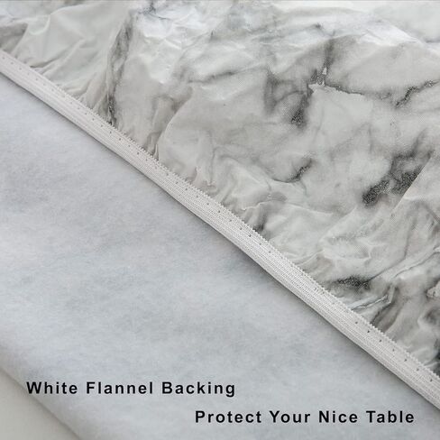 LIBERECOO Round Vinyl Fitted Tablecloth with Flannel Backing Elastic Edge Table Cover Waterproof Stain-Resistant Wipeable Tablcloths Fits 45-56" Round Tables in Saudi Arabia
