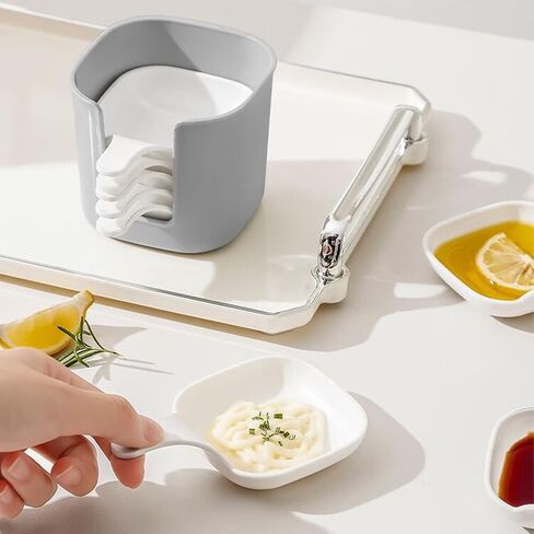 Dipping Sauce Plates and Holder, Dipping Sauce Plate Set 7 PCS, Vinegar & Soy Sauce Dish Set, Including 6 Counts Seasoning Dish with Storage Box, Chicken Nugget Dipping Sauce Holder(1set) in Saudi Arabia