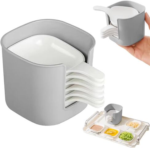 Dipping Sauce Plates and Holder, Dipping Sauce Plate Set 7 PCS, Vinegar & Soy Sauce Dish Set, Including 6 Counts Seasoning Dish with Storage Box, Chicken Nugget Dipping Sauce Holder(1set) in Saudi Arabia