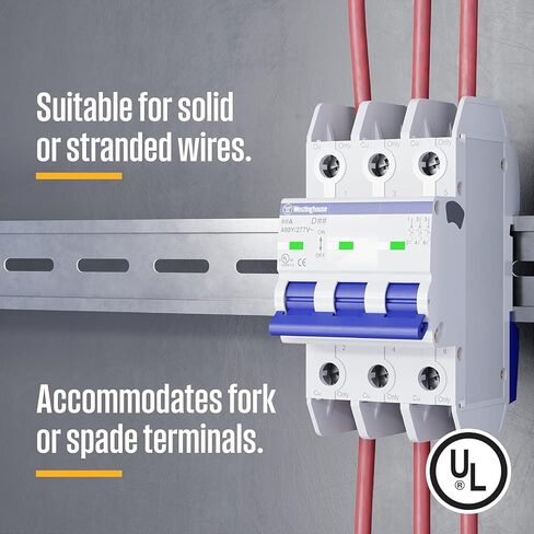Westinghouse UL 489 AC Miniature Circuit Breaker, 3 Amp, 3 Pole, C Curve, 480Y/277V AC, 10kA SCCR, Thermal Magnetic Trip, DIN Rail Breaker, White, WMBB3C03-1 in Saudi Arabia