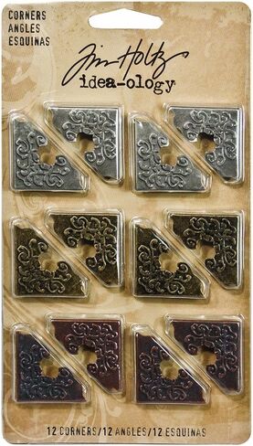 Tim Holtz Metal Corners, 12 per pack, 1 Inch, Antique Finishes, TH92789 (Pack of 2) in Saudi Arabia
