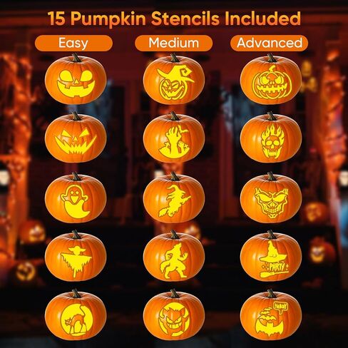 NESSTU Pumpkin Carving Kit with Stencils: 31 PCS Halloween Pumpkin Carving Tools - Professional Pumpkin Carving Set - Heavy Duty Stainless Steel Jack-O-Lanterns Pumpkin Carving Knife for Kids Adults in Saudi Arabia
