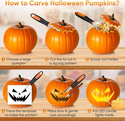 NESSTU Pumpkin Carving Kit with Stencils: 31 PCS Halloween Pumpkin Carving Tools - Professional Pumpkin Carving Set - Heavy Duty Stainless Steel Jack-O-Lanterns Pumpkin Carving Knife for Kids Adults in Saudi Arabia