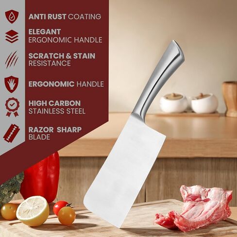 مجموعة سكاكين من الفولاذ المقاوم للصدأ مكونة من 8 قطع من Chef's Choice - مجموعة سكاكين مطبخ مع كتلة، سكاكين مطبخ حادة، قبضة مريحة، كتلة دوارة 360 درجة in Kuwait