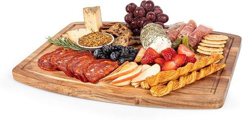 PICNIC TIME NCAA Ovale Acacia Cutting Board, Charcuterie Board Set with Juice Groove for SpillS, Wood Serving Platte, (Acacia Wood) in Saudi Arabia