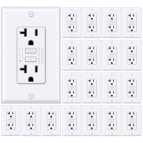 مخرج BESTTEN GFCI 15 أمبير بتصميم نحيف للغاية، منفذ كهربائي GFI مع مؤشر LED، وعاء GFCI غير مقاوم للتلاعب، لوحة حائط متضمنة، معتمد من ETL، 10 عبوات، أبيض in Kuwait