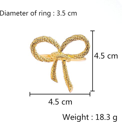 6pcs Bowknot Napkin Rings Set - Alloy Table Decor for Weddings, Christmas Parties & Family Gatherings - Decorative Napkin Holders in Saudi Arabia