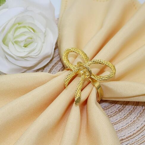 6pcs Bowknot Napkin Rings Set - Alloy Table Decor for Weddings, Christmas Parties & Family Gatherings - Decorative Napkin Holders in Saudi Arabia
