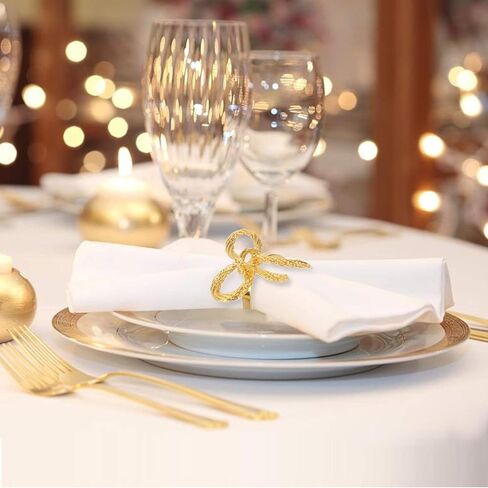 6pcs Bowknot Napkin Rings Set - Alloy Table Decor for Weddings, Christmas Parties & Family Gatherings - Decorative Napkin Holders in Saudi Arabia