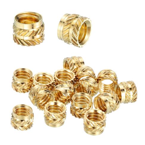 MECCANIXITY 15 Pcs Threaded Inserts, 1/4"-20UNC x 6mm l x 8mm OD Pure Brass Knurled Nuts Female Threaded Heat Set Inserts Embedment Nut for 3D Printing Components Plastic Materials in Saudi Arabia