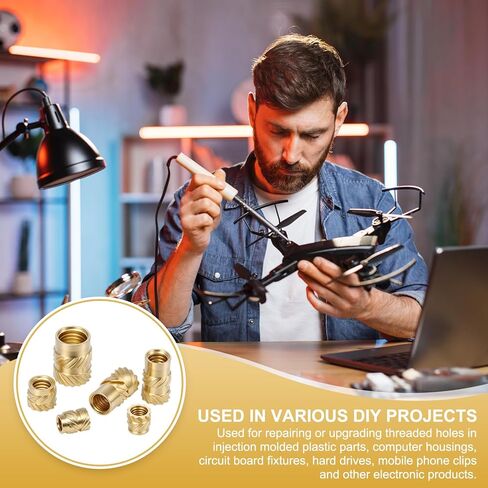 MECCANIXITY 15 Pcs Threaded Inserts, 1/4"-20UNC x 6mm l x 8mm OD Pure Brass Knurled Nuts Female Threaded Heat Set Inserts Embedment Nut for 3D Printing Components Plastic Materials in Saudi Arabia