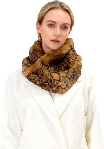 Lina & Lily Snakeskin Print Faux Fur Infinity Scarf Women's Winter Loop Neck Warmer in Saudi Arabia