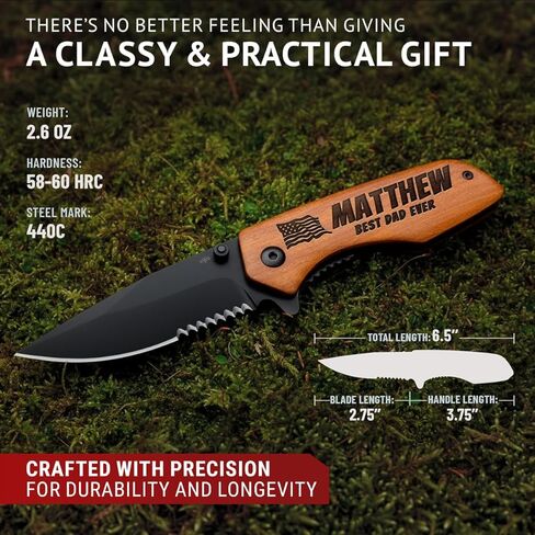 سكين مخصص - هدايا شخصية للرجال والنساء - هدايا منقوشة للأب والزوج والصديق والزوجة والصديقة - سكاكين جيب مخصصة لعيد الميلاد والذكرى السنوية - أفضل هدية فريدة من نوعها 6611 PS in Kuwait
