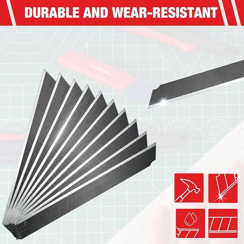 WORKPRO 2-In-1 Safety Utility Knife Retractable Snap-off blade, Metal Box Cutter Set, Razor Knife Exacto Craft Knives, with 10 Extra 9mm Blades, Pack of 3 in Kuwait